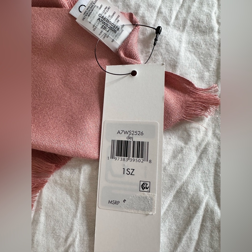 Calvin Klein Pink Silk Scarf Wrap - Picture 6 of 11